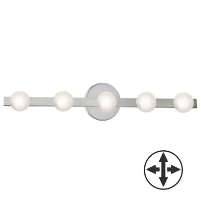 Dainolite 5 Light Vanity In Polished Chrome W/ Frosted Glass In White