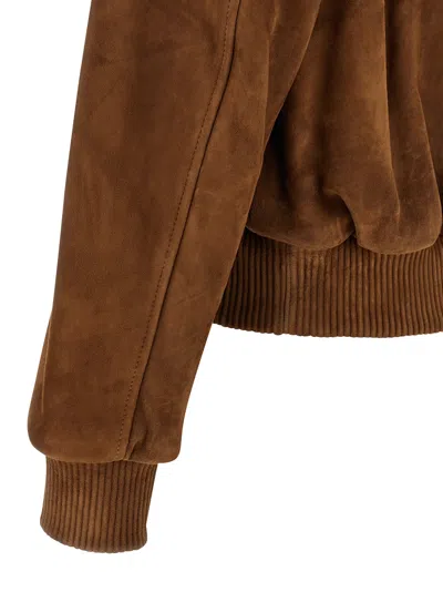 Ami Alexandre Mattiussi Goat Suede Jacket In Brown