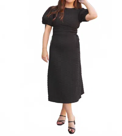 Aureum Rosette Tie Midi Dress In Black In Black