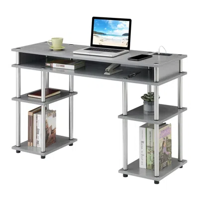 Convenience Concepts Designs2go No Tools Student Desk With Charging Station, Gray