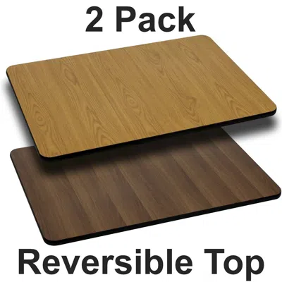 Flash Furniture 2 Pk. 30'' X 48'' Rectangular Table Top With Natural Or Walnut Reversible Top In Brown