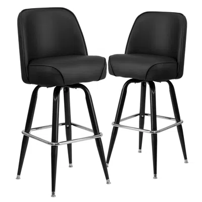 Flash Furniture 2 Pk. Metal Barstool With Swivel Bucket Seat In Black