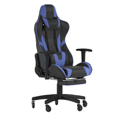 Flash Furniture X30 Gaming Chair Racing Computer Chair With Back, Slide-out Footrest, In Blue In Multi
