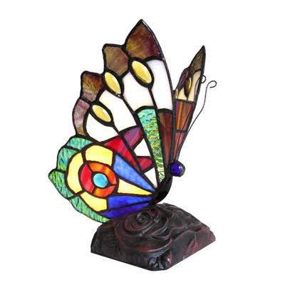 Chloelighting Kacy 7 Tiffany-style 1 Light Butterfly Accent Table Lamp 9" Tall