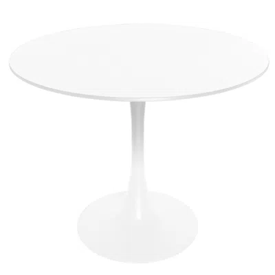 Leisuremod Round Dining Table With A 31" Wood Top In White
