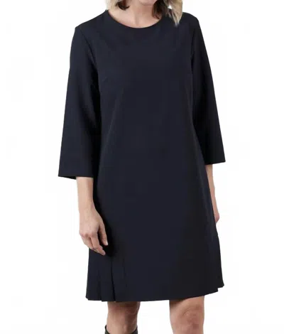 Estelle And Finn Pleated Bottom Dress In Navy In Animal Print