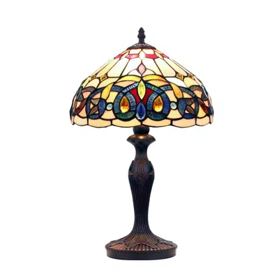 Chloelighting Serenity Tiffany-style Victorian Dark Bronze 1 Light Table Lamp 12" Shade