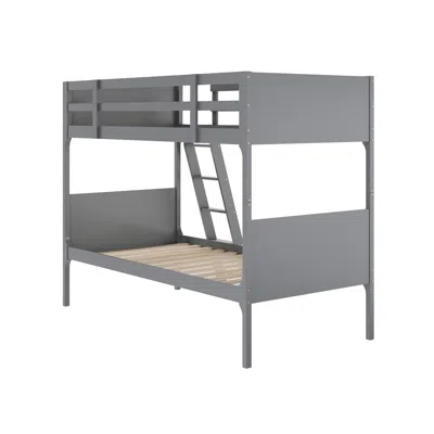 Flash Furniture Bunk Bed Twin Over Twin, Convertible Slatted Solid Wood Bunk Bed Frame, Gray In Gray
