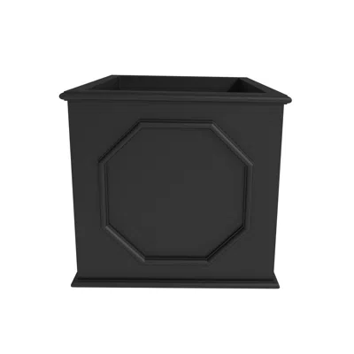 Leisuremod Sprout Series Cubic Fiber Stone Planter In Black 17.7 Cube In Black