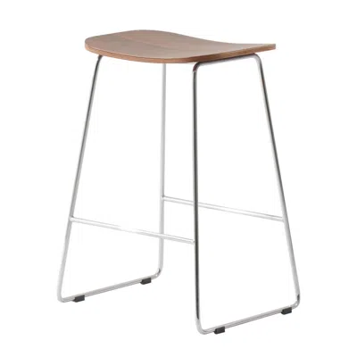 Leisuremod Melrose Modern Wood Counter Stool With Chrome Frame In Brown