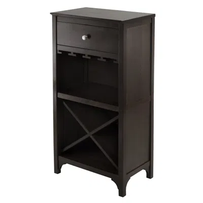 Winsome Wood Ancona Modular Wine Cabinet With One Drawer, Glass Rack, X Shelf