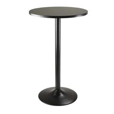Winsome Wood Pub Table Round Black Mdf Top With Black Leg And Base