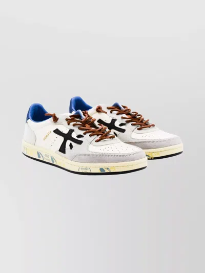 Premiata Low Top Sneakers With Round Toe And Stitching In Multi