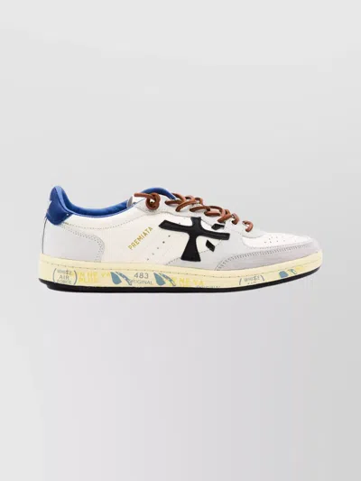 Premiata Low Top Sneakers With Round Toe And Stitching In Multi