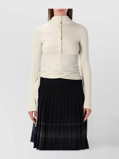 Low Classic Long Sleeve Slim Fit Wrap Top In Neutral