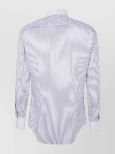 Dsquared2 Cotton Shirt With Striped Pattern And Button-down Collar In White