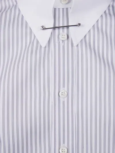Dsquared2 Cotton Shirt With Striped Pattern And Button-down Collar In White