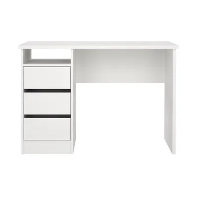 Tvilum Wes Home Office Writing Desk With 3 Drawers And Open Shelf, White