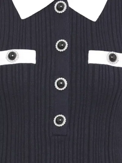 Self-portrait Mini Knitted Dress With Contrasting Collar In Black