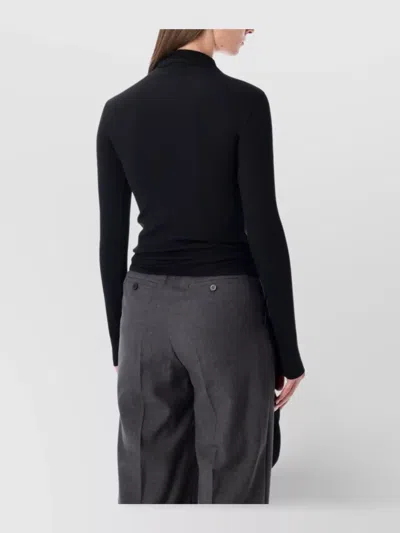 Low Classic Slim Fit Buttoned Wrap Top In Black