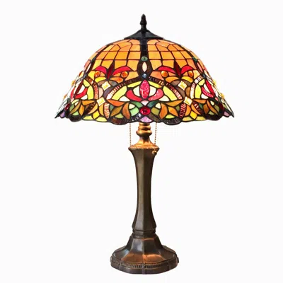 Chloelighting Bertram Tiffany-style 2 Light Victorian Table Lamp 18" Shade