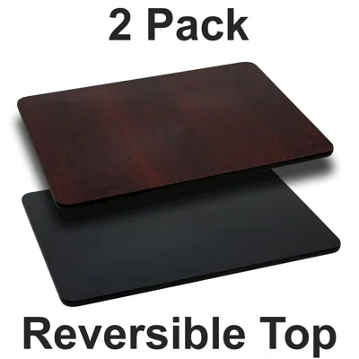 Flash Furniture 2 Pk. 24'' X 42'' Rectangular Table Top With Black Or Mahogany Reversible Top In Brown