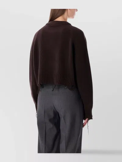 Low Classic Cropped Pullover Distressed Hemline In Brown