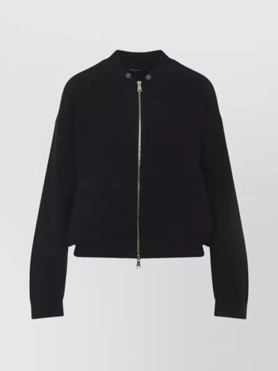 Fabiana Filippi Ribbed Virgin Wool Jacket With Signature Metal Accents In Black