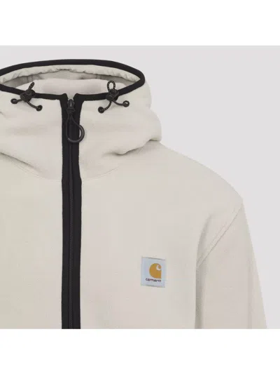 Carhartt Fleece Jacket With Adjustable Hood And Zippered Pockets In Neutral
