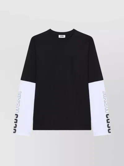 Gcds Printed Long Sleeve T-shirt With Graphic Design In Black