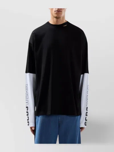 Gcds Printed Long Sleeve T-shirt With Graphic Design In Black