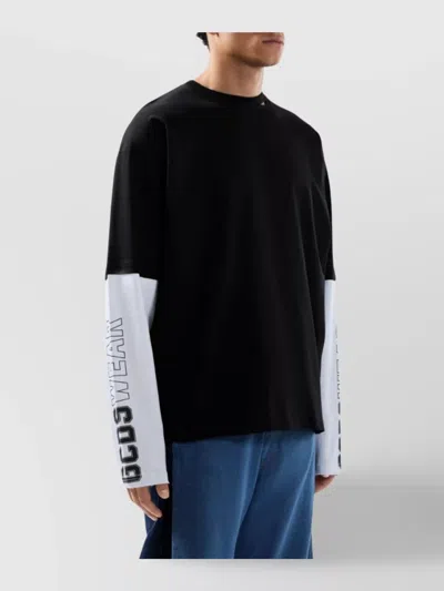 Gcds Printed Long Sleeve T-shirt With Graphic Design In Black