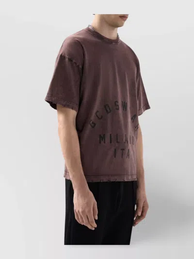 Gcds Faded Effect T-shirt In Burgundy