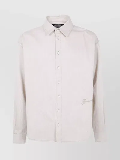Jacquemus Simon Denim Shirt Long Sleeves In Neutral