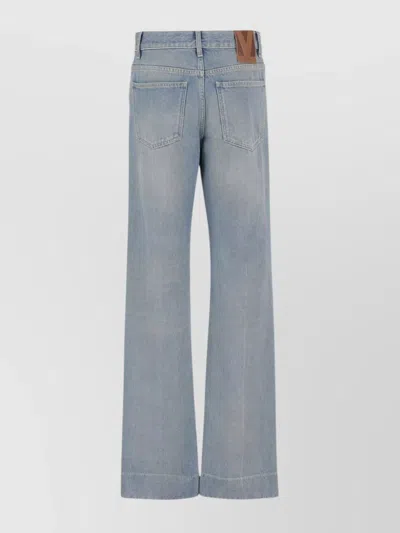 Valentino Straight Trousers With Pockets And Belt Loops In Blue