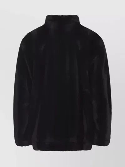 Mm6 Maison Margiela Luxurious Faux Fur High Collar Jacket In Black