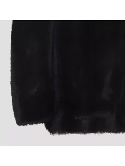 Mm6 Maison Margiela Luxurious Faux Fur High Collar Jacket In Black