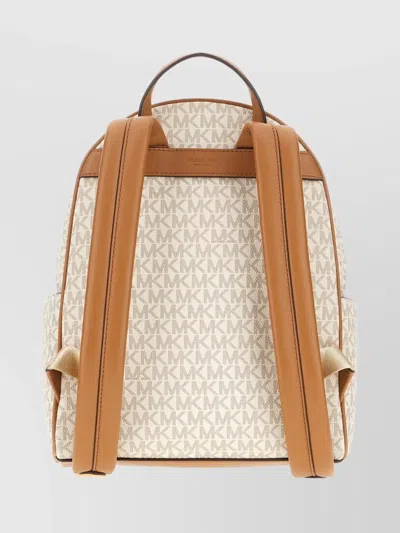 Michael Kors Bex Coated Canvas Backpack With Frontal Logo Patch In White