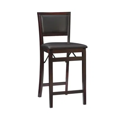 Linon Triena 24 In Pad Back Folding Counter Stool In Black