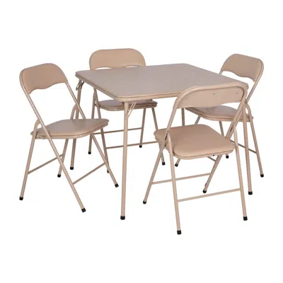 Flash Furniture 5 Piece Tan Folding Card Table And Chair Set In Neutral