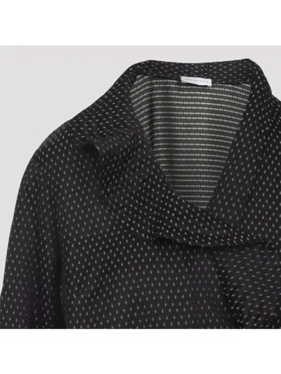 Dries Van Noten Asymmetrical Wrap Top With Draped Collar And Side Tie Detail In Black