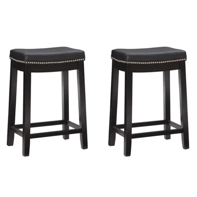 Linon Claridge 2 Pk Black Counter Stool In Black