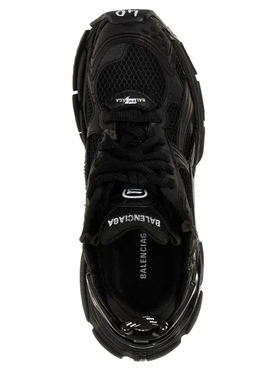 Balenciaga Men Runner Mesh And Leather Sneakers In Black