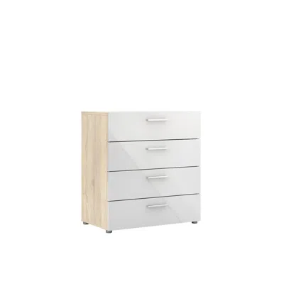 Tvilum Austin 4 Drawer Chest, Oak Structure/white High Gloss