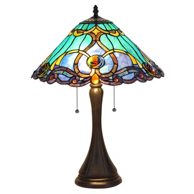 Chloelighting Keegan Tiffany-style 2 Light Victorian Table Lamp 16" Shade