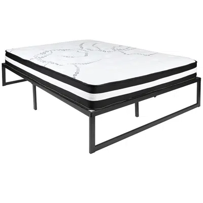 Flash Furniture 14 In Metal Platform Bed Frame In A Box (no Box Spring Required) - Full In Black