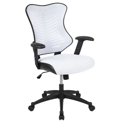 Flash Furniture High Back Designer White Mesh Executive Swivel Office Chair With Adjustable Arms In Black