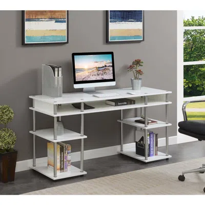 Convenience Concepts Designs2go No Tools 60 Inch Deluxe Student Desk With Shelves, White