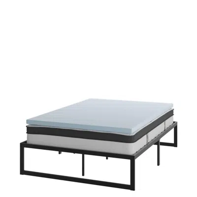Flash Furniture 14 In Metal Platform Bed Frame And 2 In Cool Gel Memory Foam Topper - Full In Black