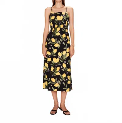 Grace & Mila Rebecca Midi Dress In Long Lemon Pattern In Black